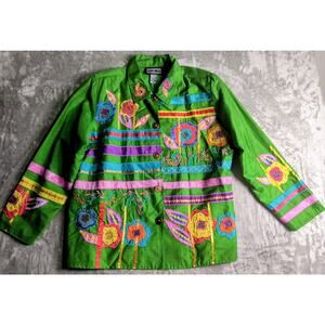 Indigo Moon Green Top/Light Jacket with Embellishments Size 1X - NWT